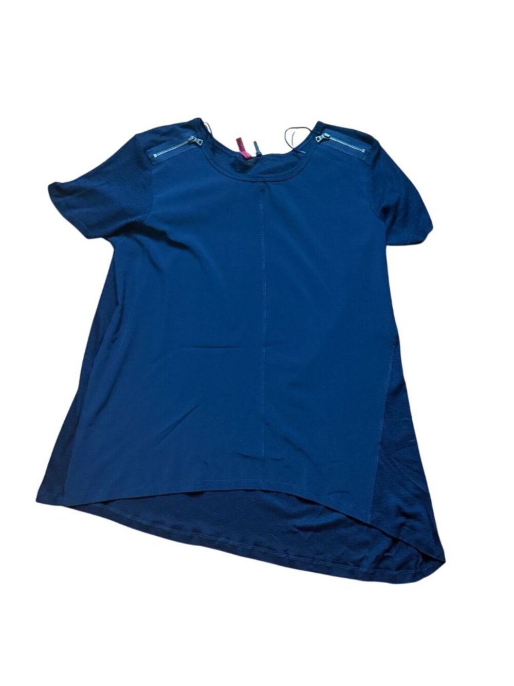 Christopher & Banks Forever Scarlett Asymmetric Short Sleeve Blouse-Blue-Size Me